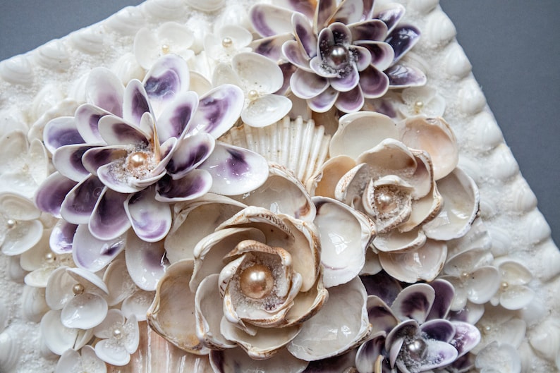 Décoration intérieure fait de coquillages Déco murale coquillages Fleurs de coquillages. Seashell bouquet. Shell Flowers. image 4