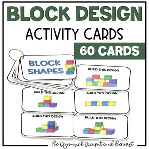 Blockbau Karten | 3D-Würfelblockmuster Center Cards | Kinder edukativ für Ergotherapie, Vorschule, Hausschule