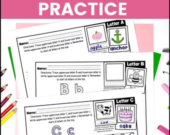 Hojas de trabajo para escribir y dibujar con trazos del alfabeto Práctica de escritura a mano con letras para niños Actividad de terapia ocupacional