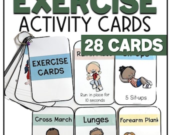 Exercise Activity Cards for Kids | Classroom Movement Breaks (28 Cards)