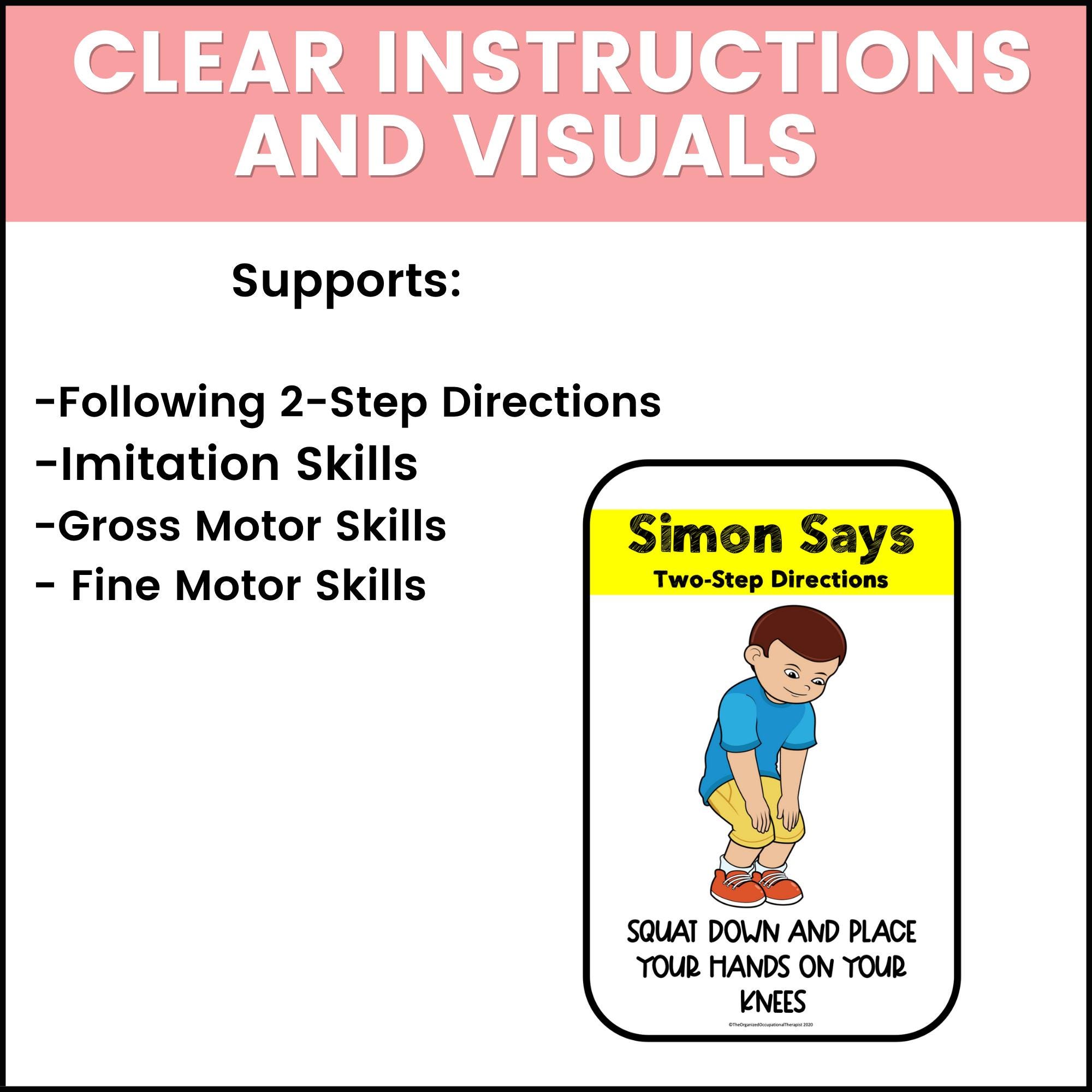 Two Step Directives Simon Says 2-step Direction Activity Cards (digital Download) - Etsy