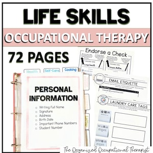 Pagine di schede di lavoro sulle competenze di vita / 7 categorie essenziali per la vita quotidiana / Terapia occupazionale, risorse di transizione, istruzione speciale