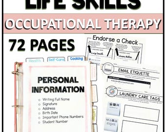 Life Skills Worksheet Pages | 7 Essential Daily Living Categories | Occupational Therapy, Transition Resource, Special Education