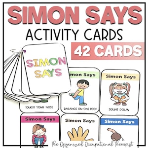 Simon Says Brain Break Activity | Movement Break Activity Cards | Gross & Fine Motor Skills | Printable Cards for Occupational Therapy