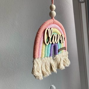 Sonnenfänger Suncatcher - Fensterhänger Kinderzimmer - Personalisiert Makramee Regenbogen Regenbogen mit Name