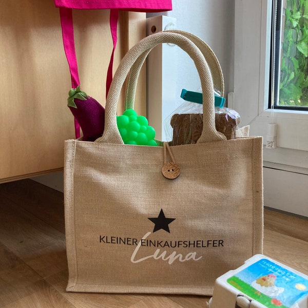 Einkaufstasche Einkaufskorb Kaufmannsladen Kinderküche Zubehör Jutetasche