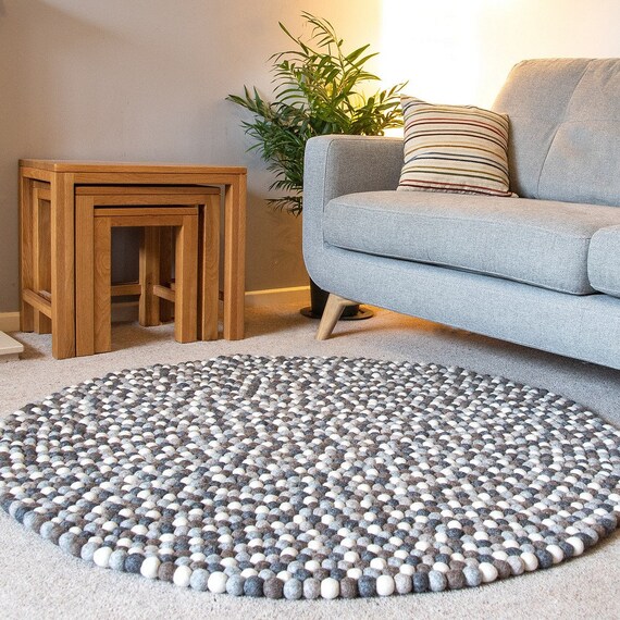 Handcrafted Felted Pure Wool Rug - Mixed Browns & Cream