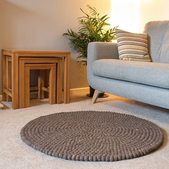 Handcrafted Felted Pure Wool Rug - Chocolate Brown