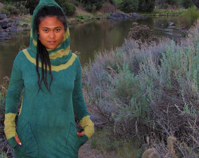 Featured listing image: Organic Hemp Cotton Hooded Dress Full Sleeve w/ Leaf Pockets