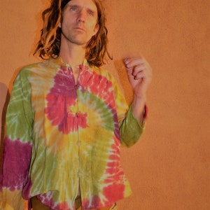 tie dye short khadi cotton kurta longsleeve