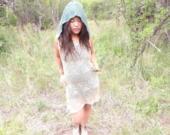 HANDspun/knitted Stinging nettle fabric dress