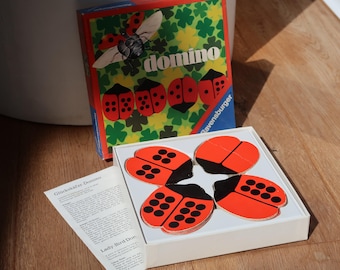 Vintage Marienkäfer Domino Spiel – Ravensburger Glückskäfer Domino – Retro Kinderspiel – Deko & Geschenkidee