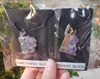 Amethyst slice necklaces