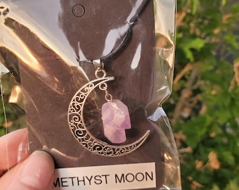 Amethyst moon necklace