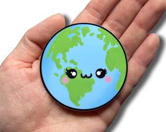 Kawaii Earth Cute Planet Sticker - Durable water resistant vinyl for Laptop or Water Bottle