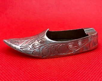 Vintage Indian Brass Slipper Incense Holder or Ashtray