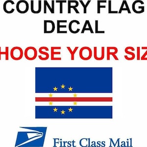 Cape Verde Country Flag, Sticker, Decal, 5Yr Vinyl, Country Flag Of Cape Verde