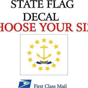 Rhode Island State Flag, Sticker, Decal, 5Yr Vinyl State Flag Of Rhode Island
