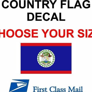 Belize Country Flag, Sticker, Decal, 5Yr Vinyl, Country Flag Of Belize