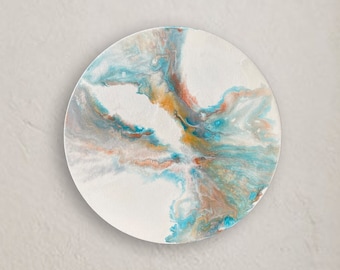 Acrylic picture | Planet picture round | Gold turquoise | 30 x 30 cm
