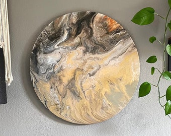 Acrylic picture, planet picture, natural/sand colors, 60 x 60 cm