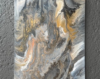 Acrylic painting | Universe Galaxy Vortex | Gray White Anthracite Gold | 40x50cm