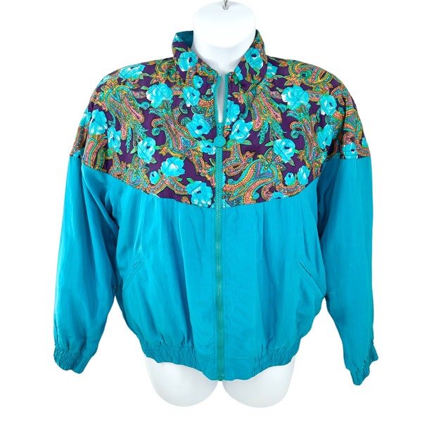 Vintage 80'S SILK ANNEX CALIFORNIA Colorful Track Suit Bomber Jacket - L