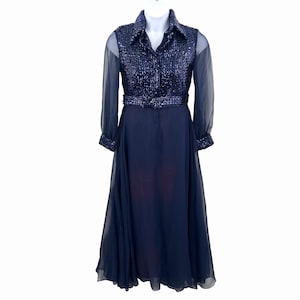 navy blue lace evening dress with sheer long sleeves Vneck Lace Navy Blue Long Formal Dress With Sheer Sleeves - $81.4824 #S1591