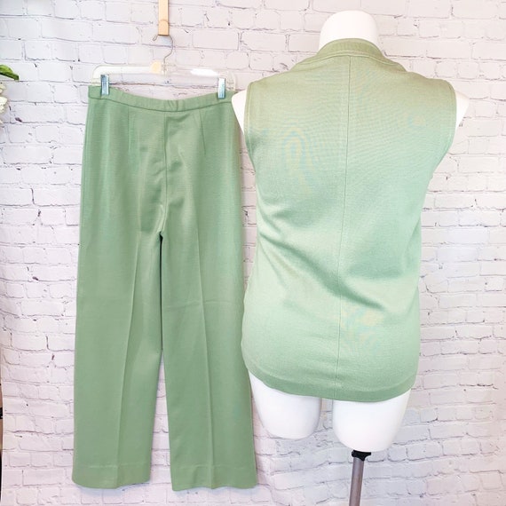 Vintage PALENA Pale Lime Green Leather Suede Vest… - image 2