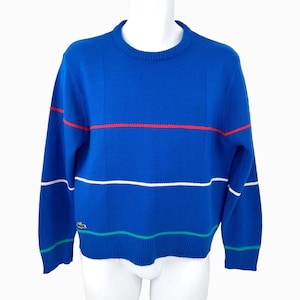 Vintage IZOD LACOSTE Sriped Blue SWEATER - M