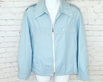 Cool VINTAGE LONDON FOG Light Blue & White Rain Jacket!!  44 Reg.