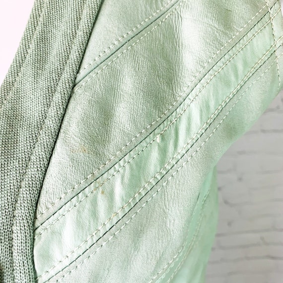Vintage PALENA Pale Lime Green Leather Suede Vest… - image 7
