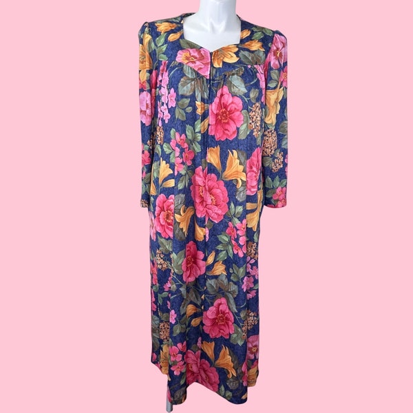 FABULOUS VINTAGE GRANADA New York Flor Mumu House Coat - L