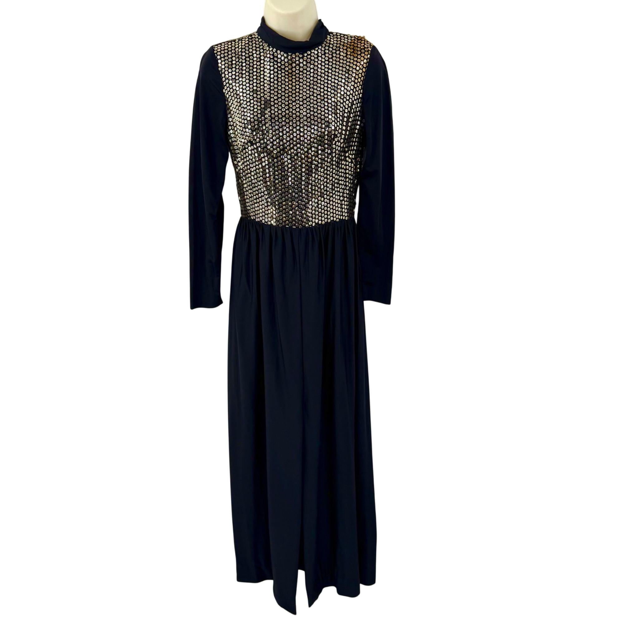 Long Sleeve Black Sequin Gown - Etsy Long Sleeve Black Sequin Gown - Etsy