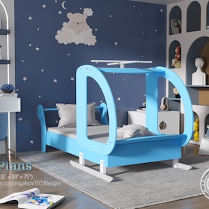 DIY Helicopter Toddler Bed Frame Plans PDF download, Boy Bed Construction Plan