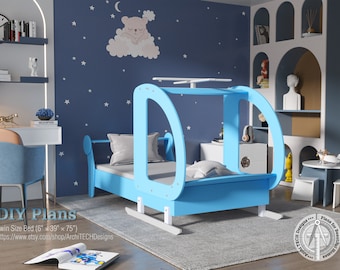 DIY Helicopter Toddler Bed Frame Plans PDF download, Boy Bed Construction Plan