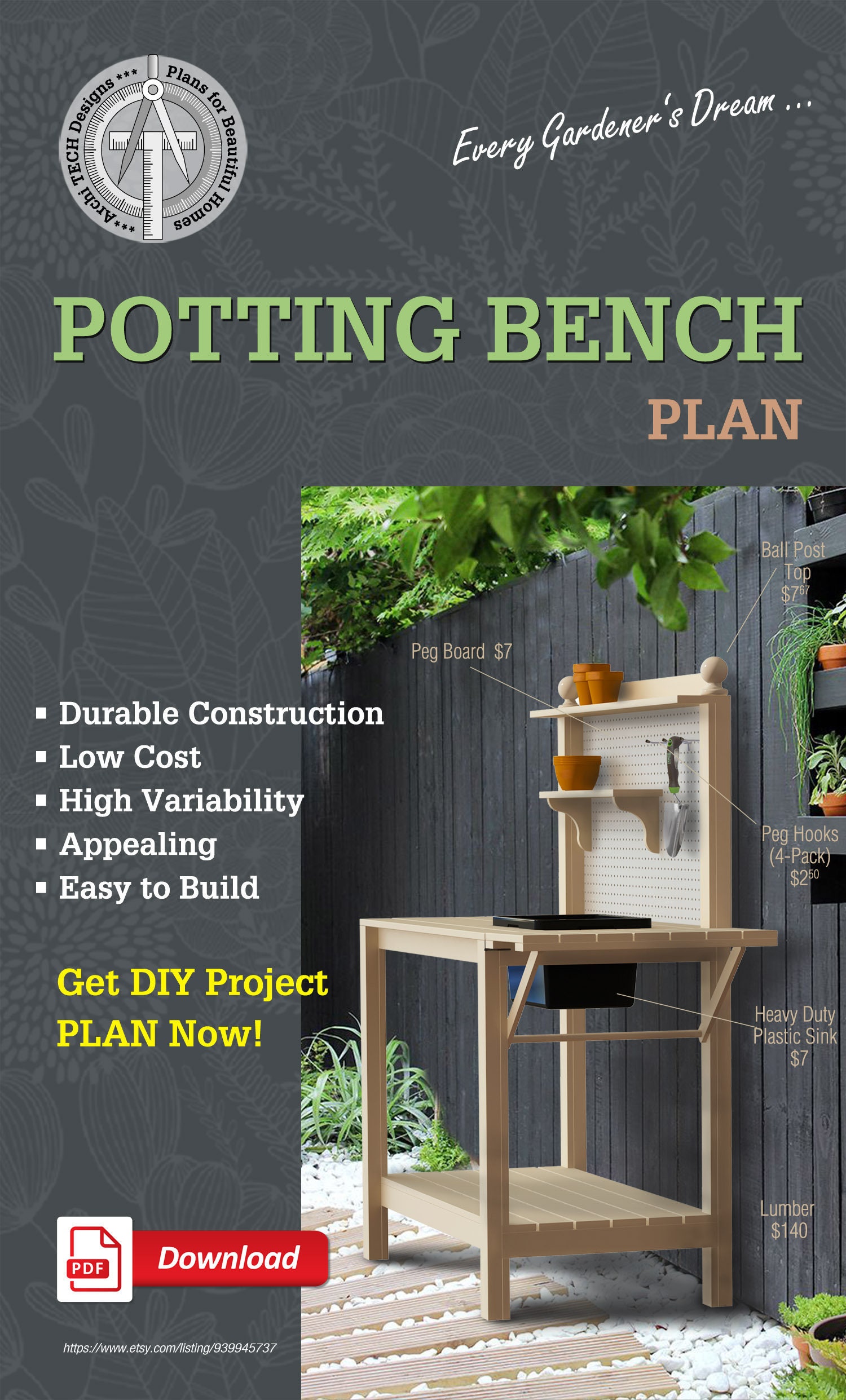 DIY Potting Bench Plan | Gardening Bench | Potting Table