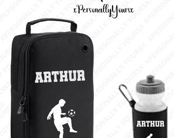 Personalised Football Boot Bag with or without Drinks  Bottle Boys Girls Customised Kids School PE Sports Gym Shoe Kit/football boots etc