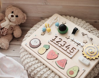 Montessori Board,  Developing Board Toddler Gift, 1st Birthday Gift, Busy Board for toddler, Wooden Sensory Board, Toddler Gifts