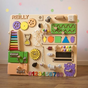 Handmade Montessori toys, Baby busy board, Custom sensory board, Wooden Montessori board, Toddler busy board