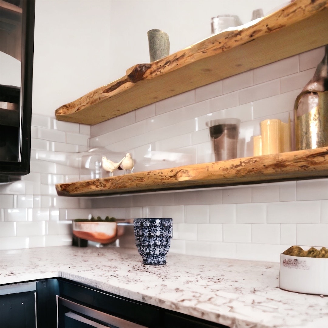 The Floating Wood Shelves in Our Bathroom & Kitchen - Driven by Decor