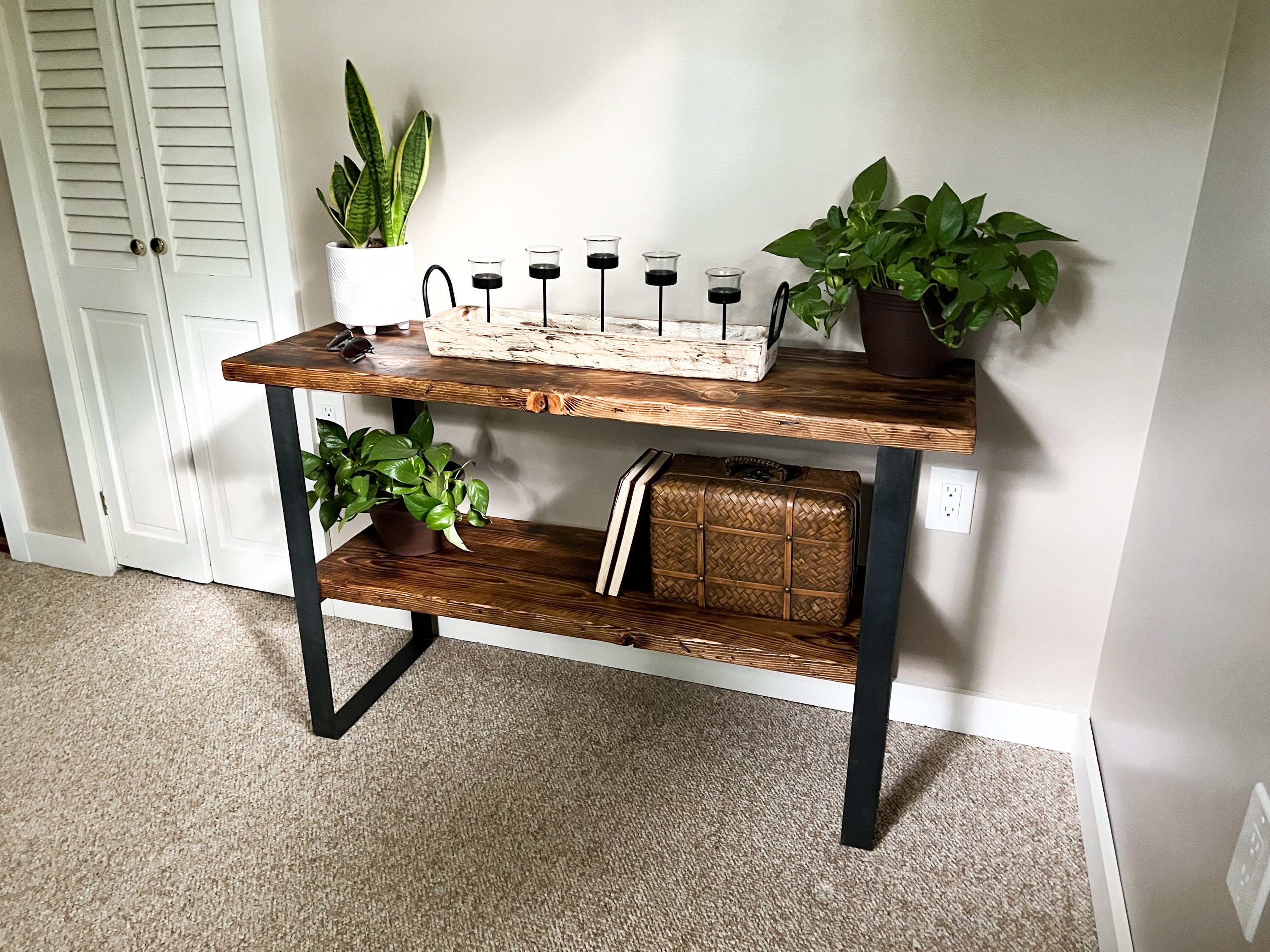 Rustic Reclaimed Wood Console Table With Shelf Hallway Table - Etsy