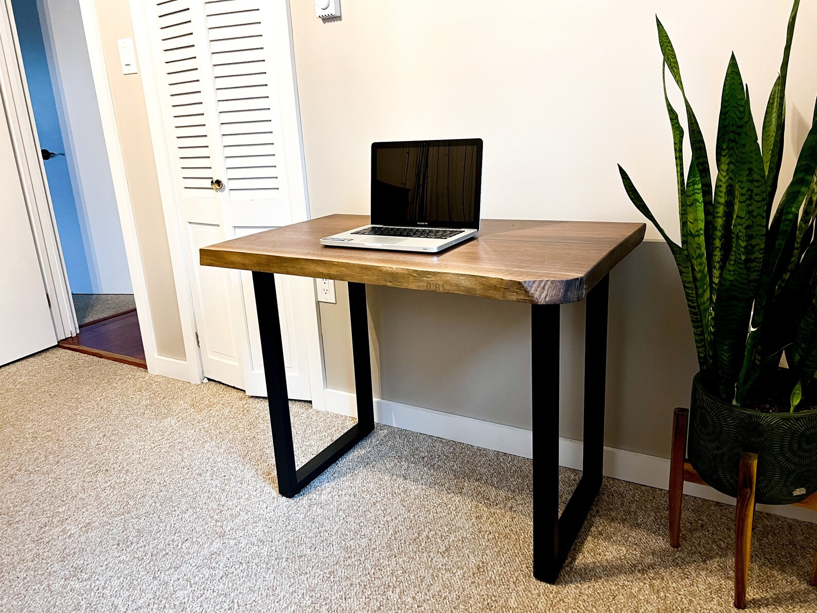 Live Edge Desk Walnut Computer Desk Metal Legs Slab Desk Etsy