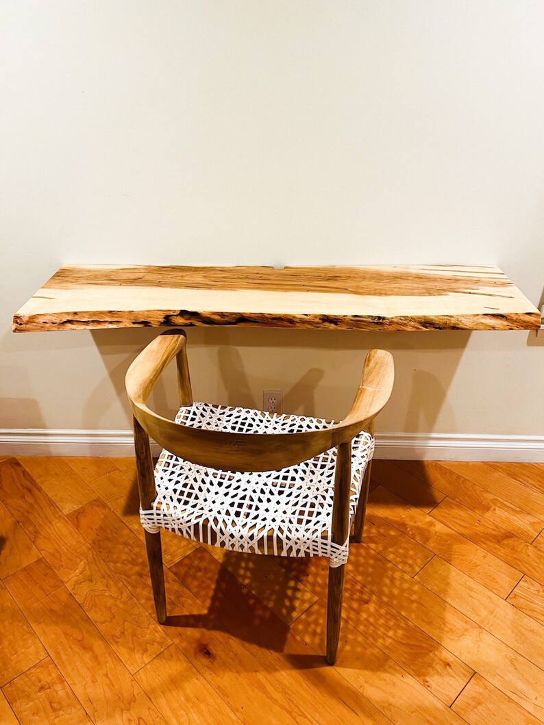 Live Edge Floating Desk Maple Computer Desk Metal Legs Etsy