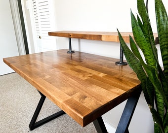 Wood Desk Heavy Duty Table | Farmhouse Coffee Table | Modern Contemporary | Wood Desk Table