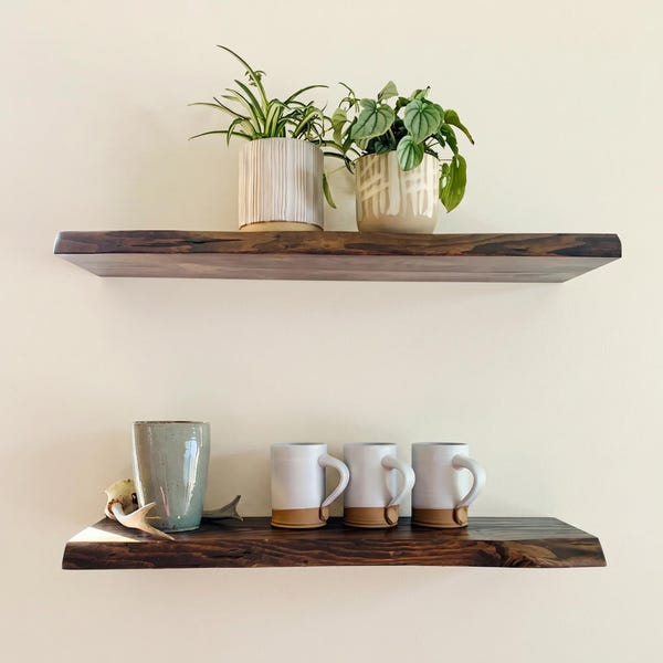 Live Edge Floating Shelf shelves | Pantry shelves | Rustic Bathroom & Kitchen Shelf/shelves | Book Shelf | Pantry | Bedroom | Night stands