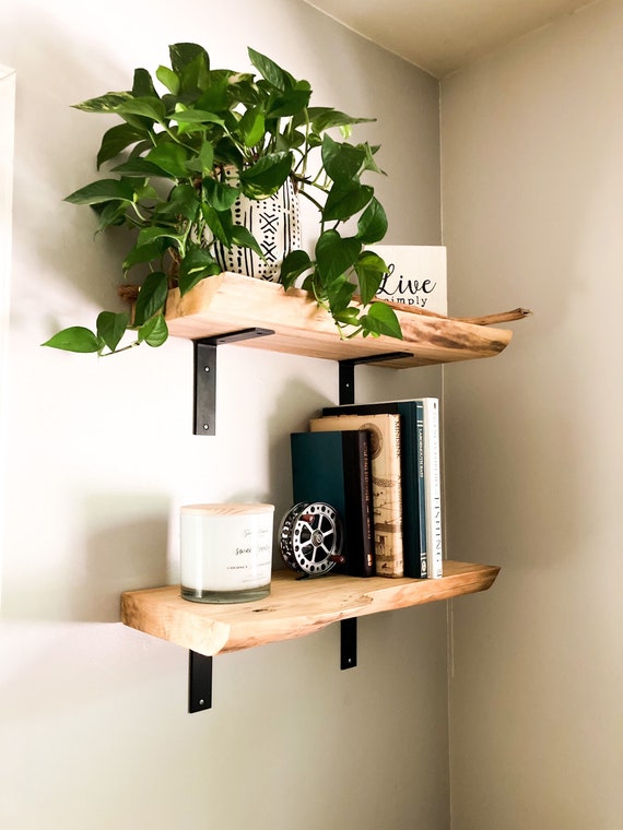 Rustic Live Edge Floating Shelf/shelves Pantry Shelves Bathroom