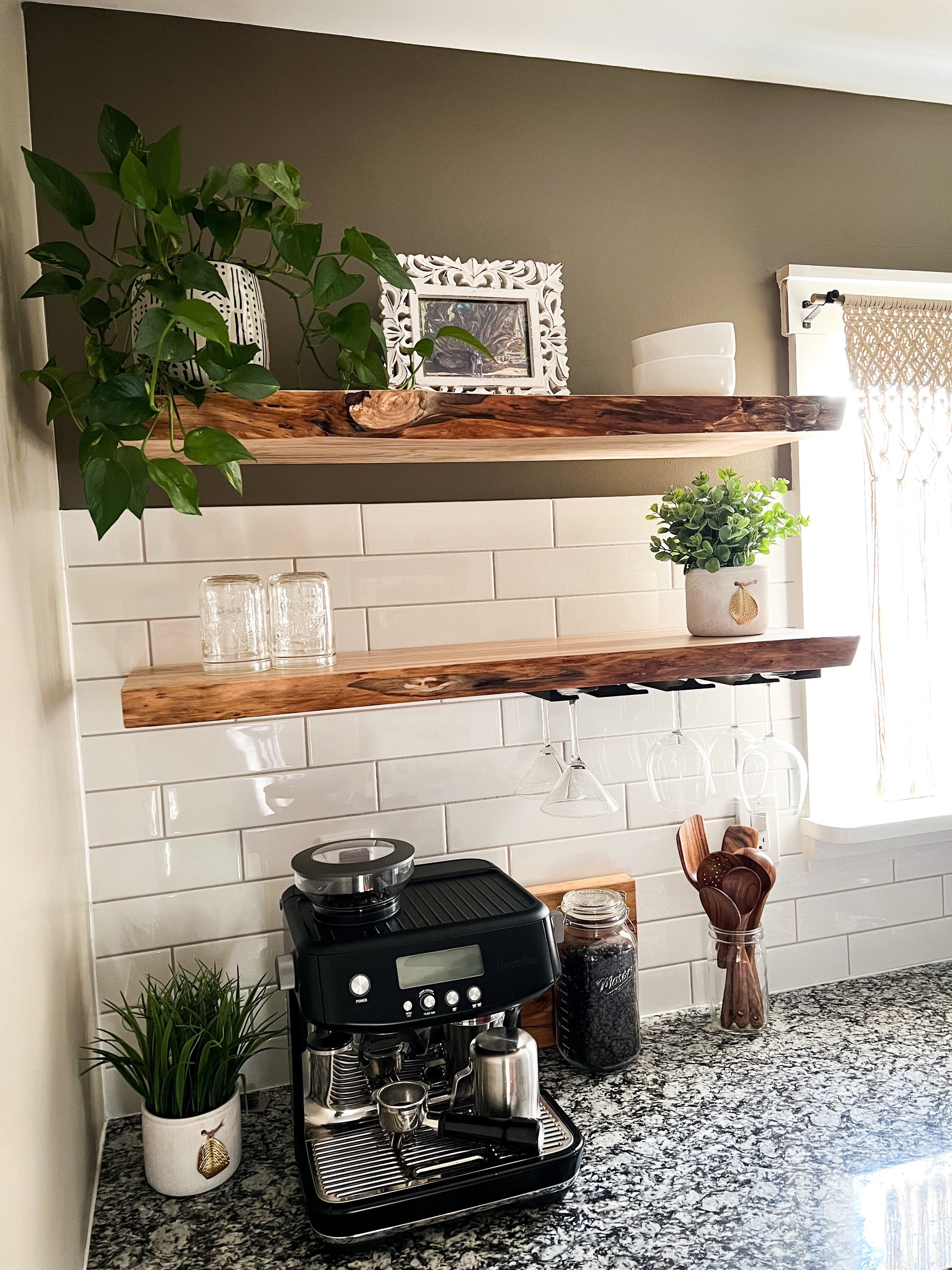 Rustic Live Edge Floating Shelf/shelves Pantry Shelves Bathroom