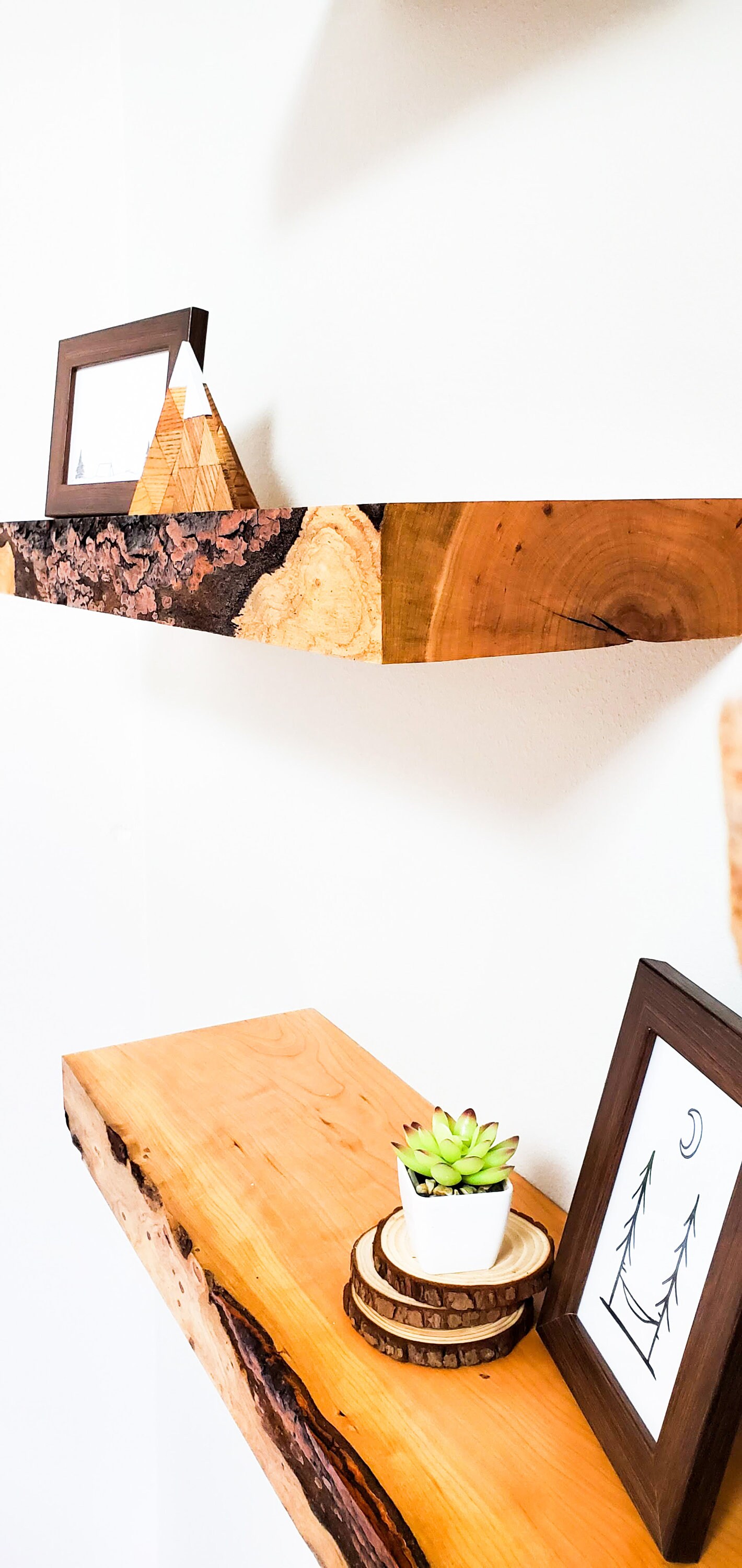Rustic Live Edge Floating Shelf/shelves Bathroom & Kitchen Etsy