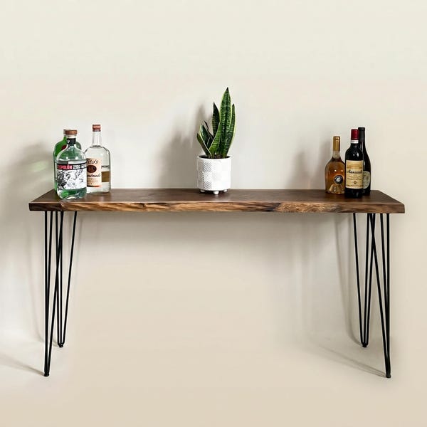 Live Edge Bar Table Top | Console Table | Hallway Table | Sofa Table | Entry Foyer Table | Rustic Mid Century Modern Farmhouse Table